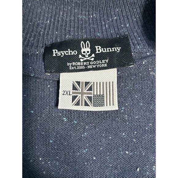 Psycho Bunny Sport 1/4 Zip Pullover Sweater Blue 2XL Cotton And Cashmere - Picture 4 of 6